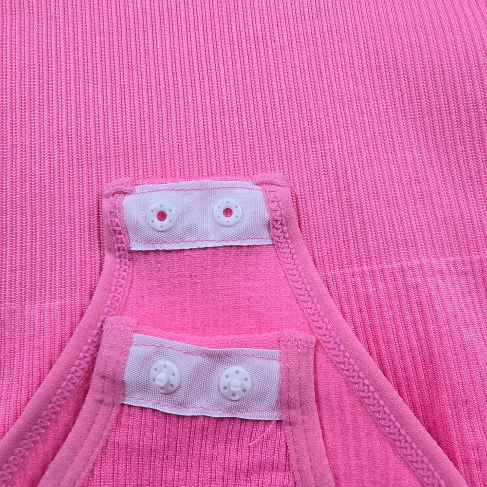 Pink Perfect Fit Tank Top Bodysuit Ribbed Seamless Square Neck MEDIUM New - Picture 6 of 8